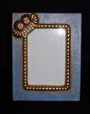 THUN CORNICE PORTAFOTO BLU CON ANGELI A RILIEVO cm. 18X23 PER FOTO 10X15