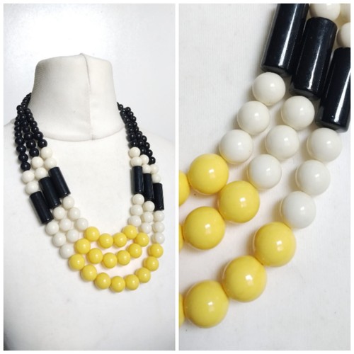Collana retrò giallo bianco - collana,