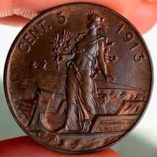 5 CENTESIMI 1913 PRORA FIOR DI CONIO RAME PARZIALMENTE ROSSO RED COPPER UNC