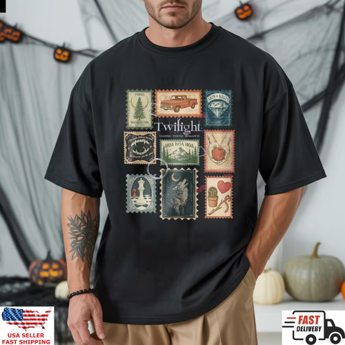Twilight stamps collage shirt - collage,