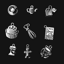 ? Lotto 9 CHARMS a tema PASTICCERIA DOLCI CAKE DESIGN CUCINA come foto