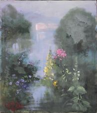 nature su lago Quadro dipinto olio su tela 60x70 cm cat 225