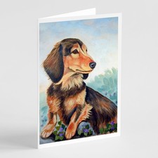 Dachshund Long Hair Chocolate Cream Greeting Cards Envelopes Pk of 8 7023GCA7P