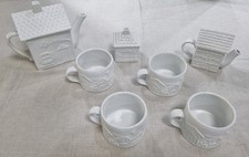 MULINO BIANCO 92 SET COLAZIONE TEIERA LATTIERA ZUCCHERIERA 4 TAZZE BIANCHE 