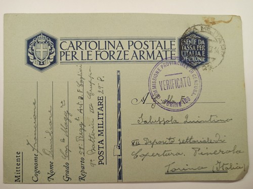 Cartolina postale per forze - postale,