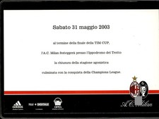 cartolina postcard Calcio Milan invito Festa Champions 2003