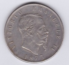 Moneta Italia 5 lire 1876 Vittorio II Emanuele, 1861-1878 - Segnaposto -