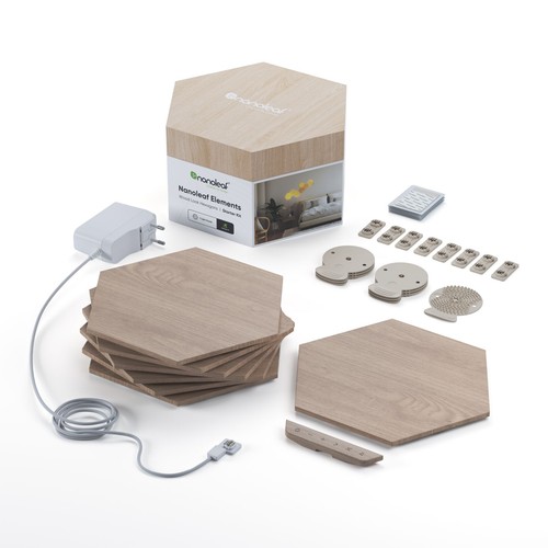 Nanoleaf elements hexagon wood - hexagon,