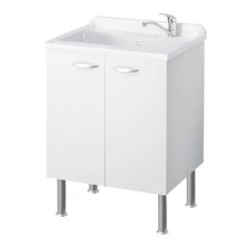 MOBILE LAVATOIO IN BILAMINATO BIANCO A 2 ANTE CON VASCA - L= 60 CM P= 50 CM H...