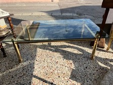 TAVOLINO BASSO IN VETRO E OTTONE