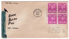 #986 Edgar Allen Poe 1949 FDC