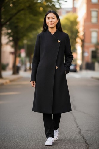 Cappotto donna nero taglio - cappotto,
