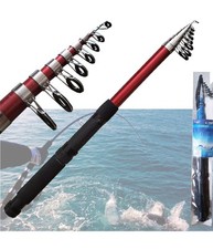 Canna Da Pesca Telescopica Spinning Traina Bolentino Leggera In Fibra 2,4 Mt