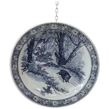 Grande piatto da parete vintage anni 50 circa Royal Delft Boch blu e bianco