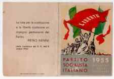 TESSERA POLITICA PSI PARTITO SOCIALISTA ITALIANO 1955 CON BOLLINI