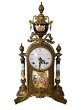 Orologio da tavolo antico con placche in porcellana Limoges – Funzionante