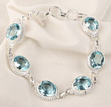 Bracciale con gioielli fatti a mano in argento sterling 925 con pietre...