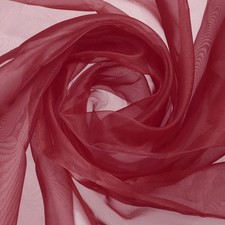 Tulle organza, cristallino, trasparente, seta, 60" x 1 iarda, rosso bordeaux