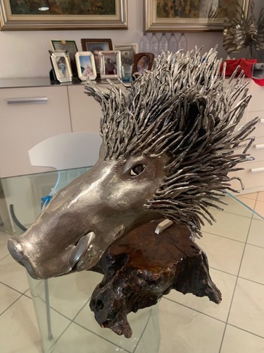Scultura cinghiale ferro - scultura, in