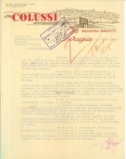 Lettera int. COLUSSI Industria Biscotti. Perugia, 21 febbraio 1952
