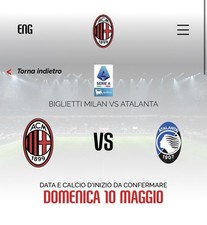 2 BIGLIETTI MILAN ATALANTA CON