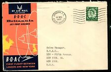REGNO UNITO (S704) 1957 copertina st. PRIMO VOLO B-O-A-C per STATI UNITI