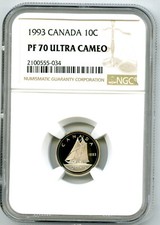 1993 CANADA PROOF 10 CENT NGC