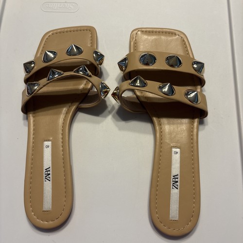Zara beige flat sandals - beige,