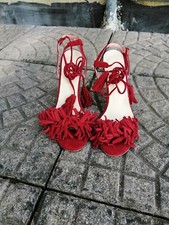 sandalo con tacco e lacci alla caviglia rosso n.39