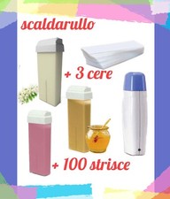 KIT SCALDARULLO + 100 STRISCE CERETTA + 3 RICARICHE RULLO SCALDA CERA ROLL ON