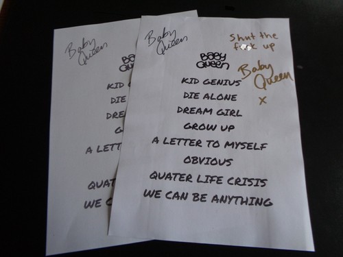 Baby queen set list signed - baby,