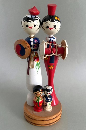 Vintage kokeshi famiglia - vintage,
