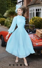 Abito midi Inviti di VENI INFANTINO 29678 turchese chiffon taglia 20 nuovo