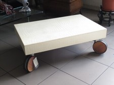 WOOD AND LEATHER COFFEE TABLE