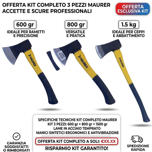 Set asce maurer spacca legna - asce,