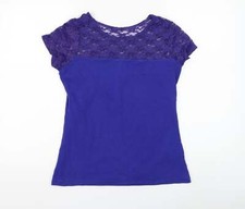 T-shirt donna blu misto cotone