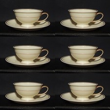 PREZIOSO SERVIZIO 6 TAZZE DA TE' PORCELLANA ROSENTHAL WINIFRED COLOR CREMA ORO