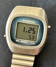 orologio Mondaine Originale NOS Mai Indossato Blu Digi Quartz