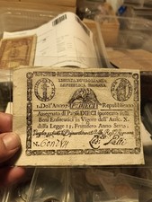 10 PAOLI ASSEGNATO ROMA BANCONOTA  1798 REPUBBLICA ROMANA