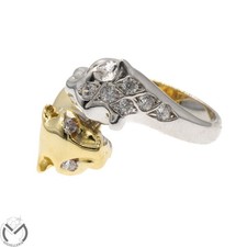 Anello in oro giallo bianco 18 Kt 750 pantera contrariè zirconi -582/ST-