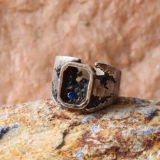 Anello uomo zaffiro blu