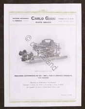 Brochure Industria Tessile Macchina Automatica C. Giani - Busto Arsizio anni '20