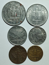 Vittorio Emanuele III serie del 1940 1 Lire, 2 Lire, 5, 10, 20 e 50 centesimi
