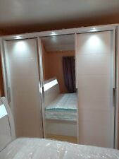 ARMADIO BIANCO LUCIDO RESISTENTE LEGNO MDF LED 3 ANTE SCORREVOLI 