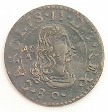 Napoli Carlo II di Spagna tornese 1680 al bilanciere bello