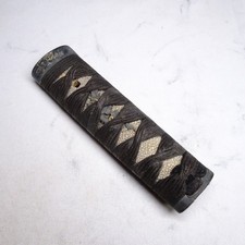 B0911b: Vera vecchia impugnatura TSUKA per spada giapponese con coppia di FUCHI & KASHIRA. 2