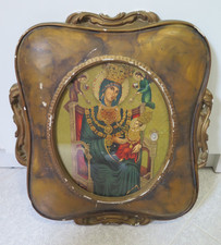 QUADRO ICONA PRIMI 900 CORNICE IN GESSO STAMPA VERGINE MARIA MADONNA CON BAMBINO