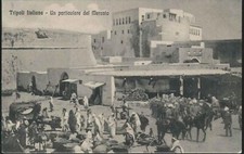 n504 CARTOLINE TRIPOLI ITALIANA UN PARTICOLARE DEL MERCATO 1911++++