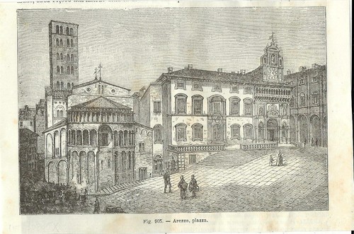 Stampa antica arezzo - antica, veduta