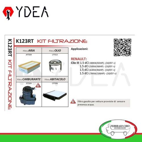 Kit filtri renault clio iii - 4,